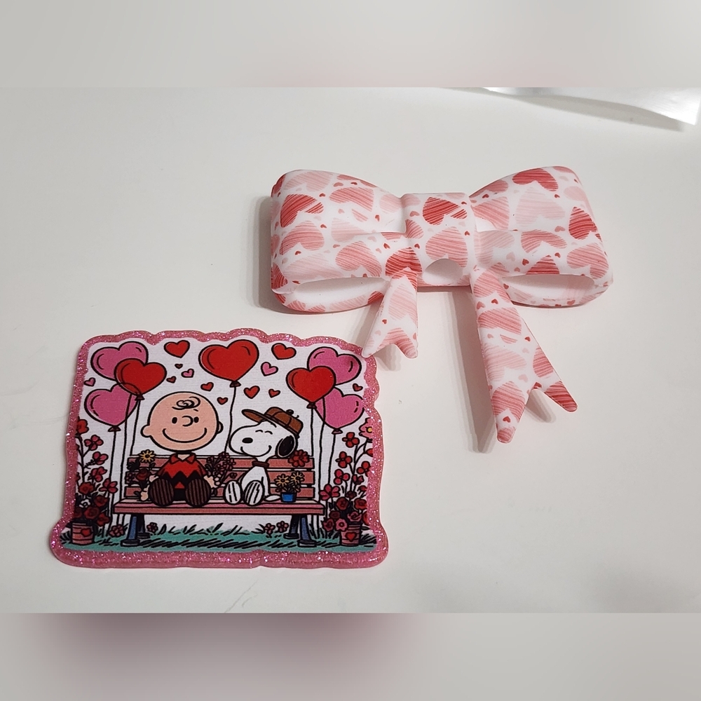 Flatback Valentine Bows Beads Crafts Badge Keychain Magnet Clip‎ Acrylic Love